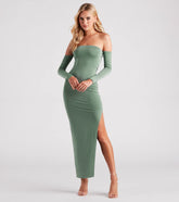 Sippin' On Sultry Off The Shoulder Maxi Dress