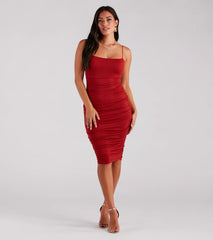 In The Details Basic Ruched Midi Dress