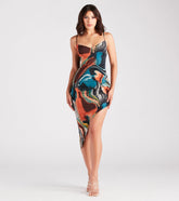 Striking And Chic Marble Print Midi Dress