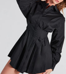 Find Your Style Button Down Pleated Mini Dress