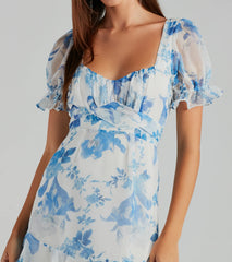 Sweet Choice Floral Chiffon A-Line Mini Dress