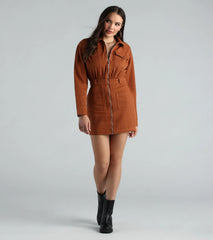 It's A Must Collared Denim Mini Dress