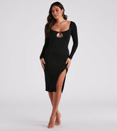 Stylish Staple Long Sleeve Midi Dress