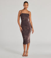 Chicly Femme Bodycon Abstract Mesh Midi Dress