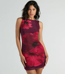 Blooming Bouquet Sleeveless Floral Mesh Mini Dress