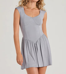 Flattering Look A-Line Ruffled Mini Dress