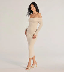 Sharp Lines Asymmetrical Long Sleeve Midi Dress