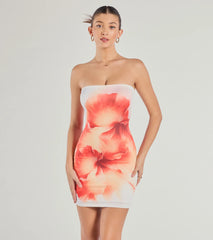 Bold Vibe Floral Print Strapless Bodycon Mini Dress