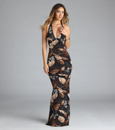 Vacay Vibe Tropical Floral Halter Maxi Dress