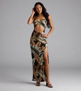 Destination Cutie Tropical Cutout Slit Maxi Dress