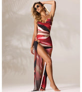 She's A Vision Abstract Cowl Slit Maxi Dress