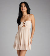 Breezy Charm Halter Babydoll Mini Dress