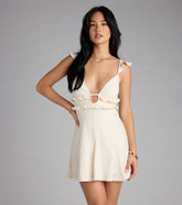 Cutest Allure Ruffle Eyelet Knit Mini Dress