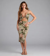 Tropical Beauty V-Neck Slit Midi Dress