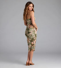 Tropical Beauty V-Neck Slit Midi Dress