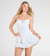 Sweetest Outing Tie Back Ruffled Skater Mini Dress
