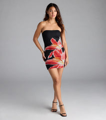 Sun Kissed Strapless Floral Bodycon Mini Dress