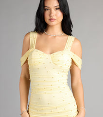 Breathtaking Impression Faux Pearl Bodycon Mini Dress