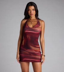 Heatwave Hottie Mesh Halter Mini Dress