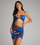 Eyes on You Abstract Print Cutout Mini Dress
