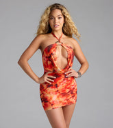 Bringing The Heat Abstract Cutout Mini Dress