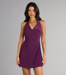 Sleek Allure Halter Mini Dress
