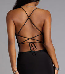 Sultry Icon Lace-Up Mini Dress