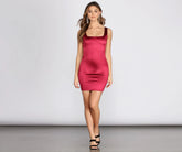 Square Neck Satin Mini Dress