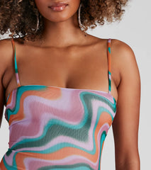 Retro Beauty Mesh Mini Dress