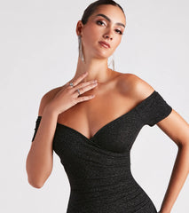 Radiant Glitter Off-The-Shoulder Dress