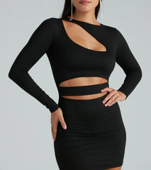 Make The Cut Long Sleeve Mini Dress