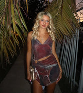 Daring Diva Abstract Print Cutout Halter Mini Dress