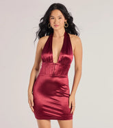 Pour It Up Halter Corset Satin Mini Dress