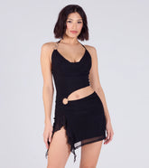 Heavenly Curves Halter Cutout Mesh Mini Dress