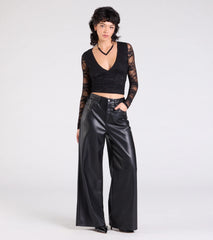 Sultry And Chic Sheer Lace Long Sleeve Top