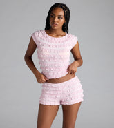 Summer Spice Lace-Up Ruffle Crop Top