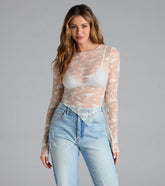 Sweetest Allure Floral Lace Long Sleeve Top