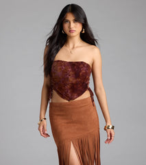 Romantic Nights Lace-Up Paisley Corset Top