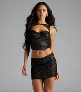Sultry Eye Candy Floral Velvet Mesh Bustier
