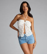 Flirt In Full Bloom Lace Halter Top