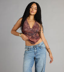 Wild Side Calling Cowl Halter Leopard Crop Top