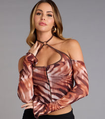 Wild Streak Cold Shoulder Crop Top