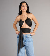 Chain Reaction Wrap Halter Top