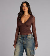 Glam Flair Long Sleeve Lace Top