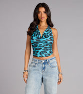 Fierce Instinct Leopard Print Open Back Halter Top