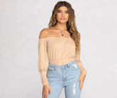 All About Knit Ribbed Off Shoulder Top