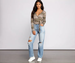 Wrapped In Stripes Brushed Knit Top