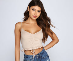 All The Deets Ruffled Crop Top