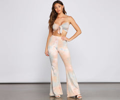 Tie Dye Glam Tie Front Top