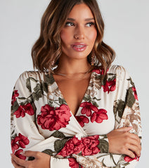 Fall Blooms Floral Surplice Top